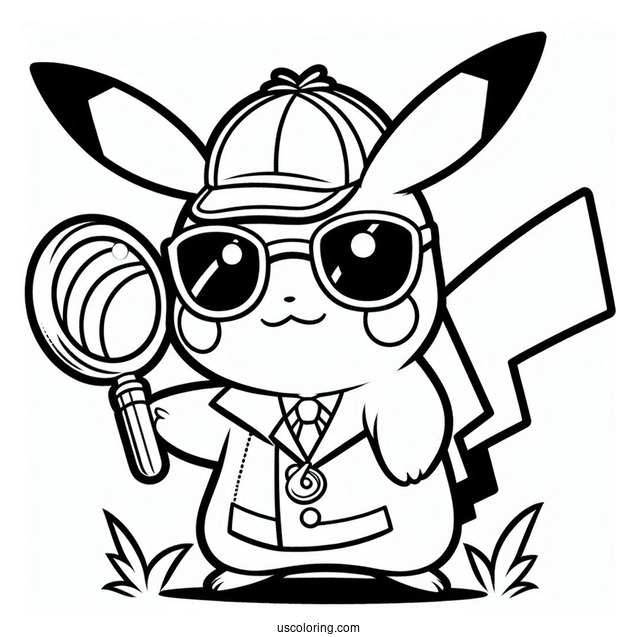 Detective Pikachu Coloring In For Kids
