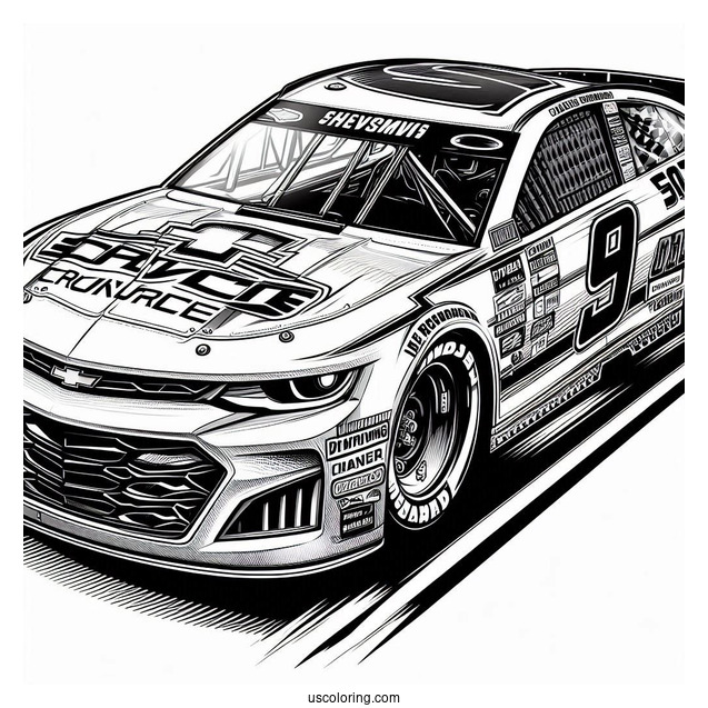 Detailed Chevy Nascar Coloring Sheet