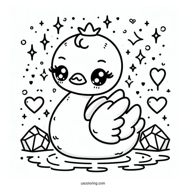 Kawaii Swan Coloring Page For Preschoolers