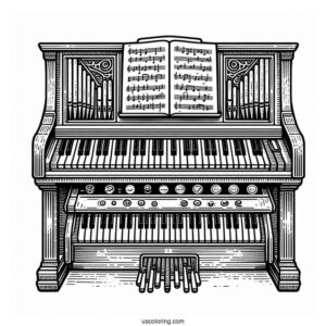 Music Coloring Page Of Organ Keyboard