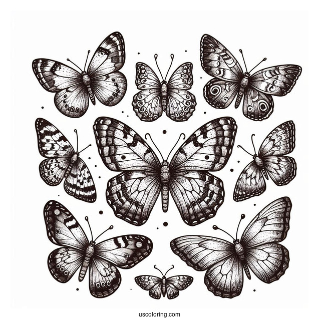 Top View Of An Assortment Of Butterflies