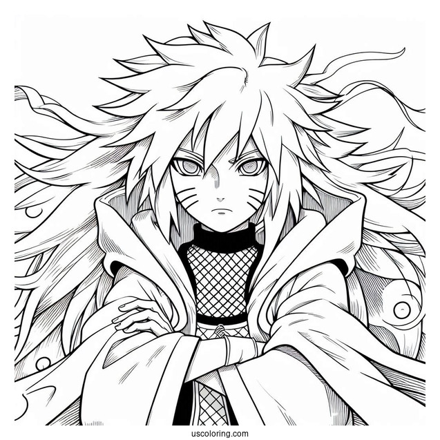 Jiraiya Ruffling Naruto Coloring Page For Kids