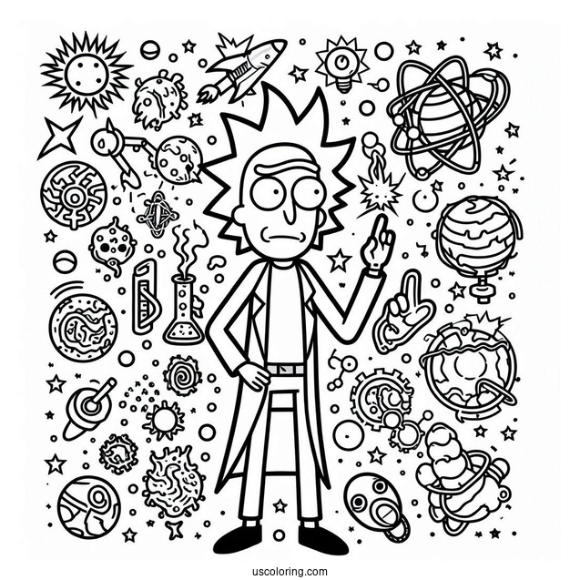 Rick and Morty Coloring Page Of Easy Rick Sanchez Outline For Preschoolers