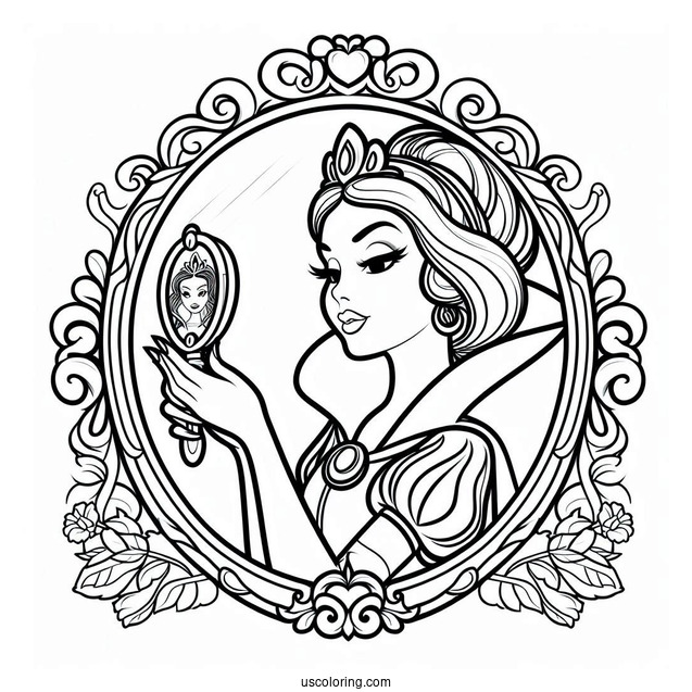 The Evil Queen In The Magic Mirror Coloring Page