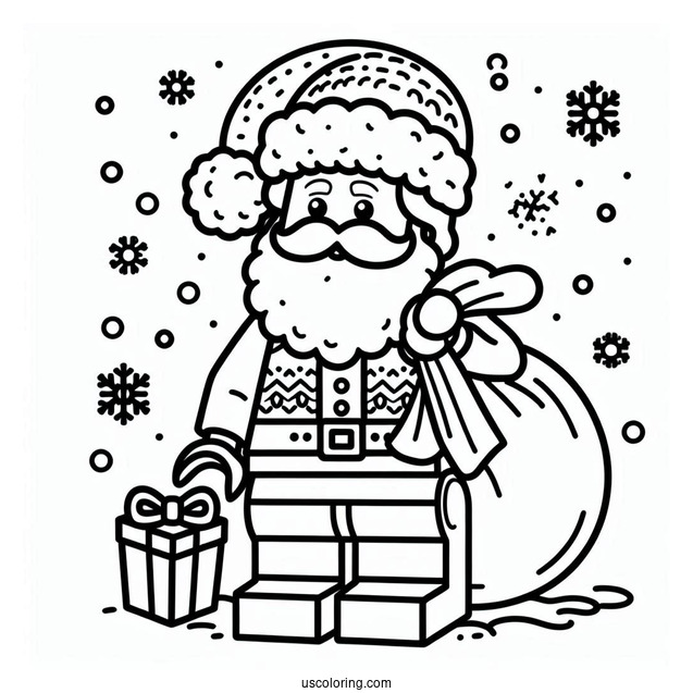 Coloring Page Of a Lego Santa Claus