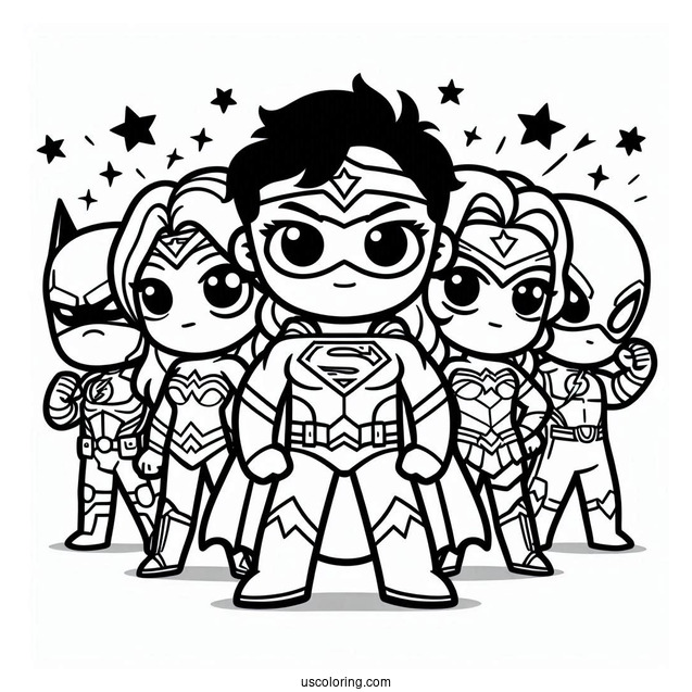Cute Justice League Coloring Page Cartoon For Preschoolers