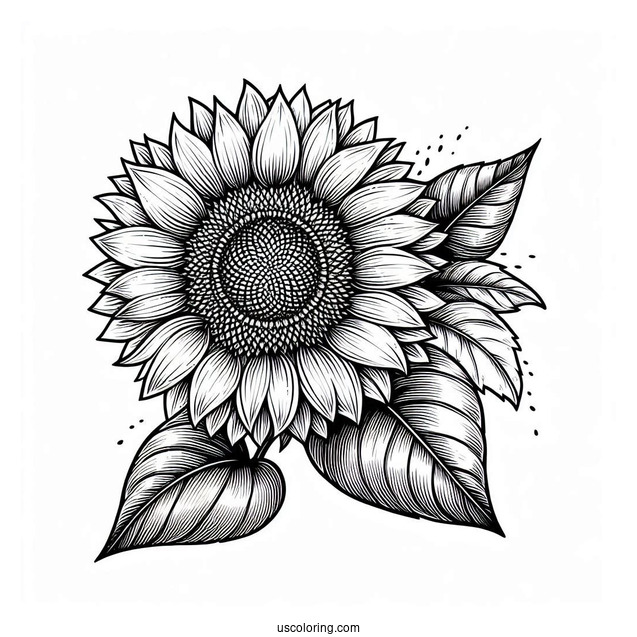 Detailed Sunflowers For Coloring