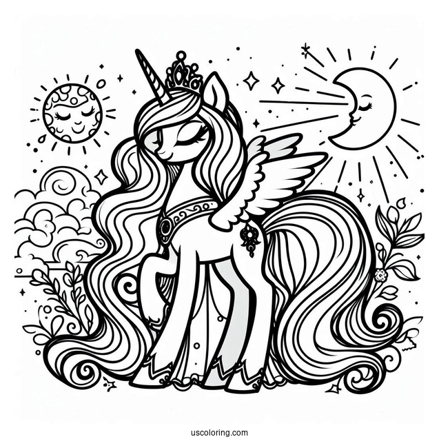 Simple Princess Luna Coloring Page For Kids