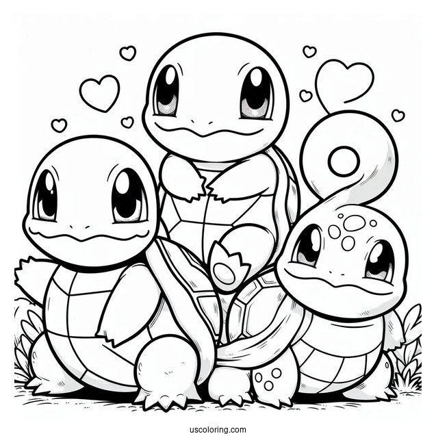Squirtle Coloring Page With Charmander And Bulbasaur