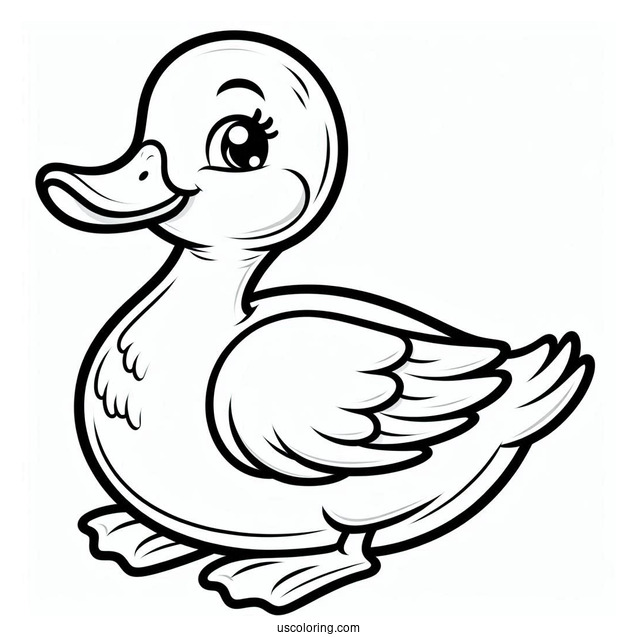 Coloring Page Of An Easy To Color Duck