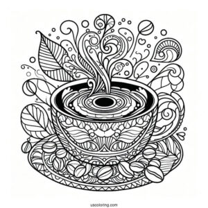 Easy Coffee Coloring Pages Of Mandala