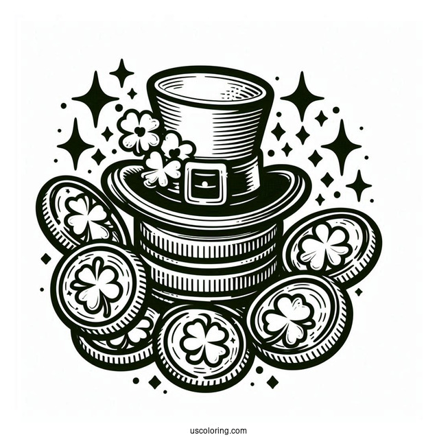 Lucky St Patrick_s Day Golden Coins To Color