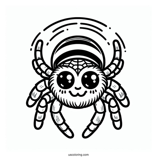 Cute Jumping Spider Coloring Page For Kids