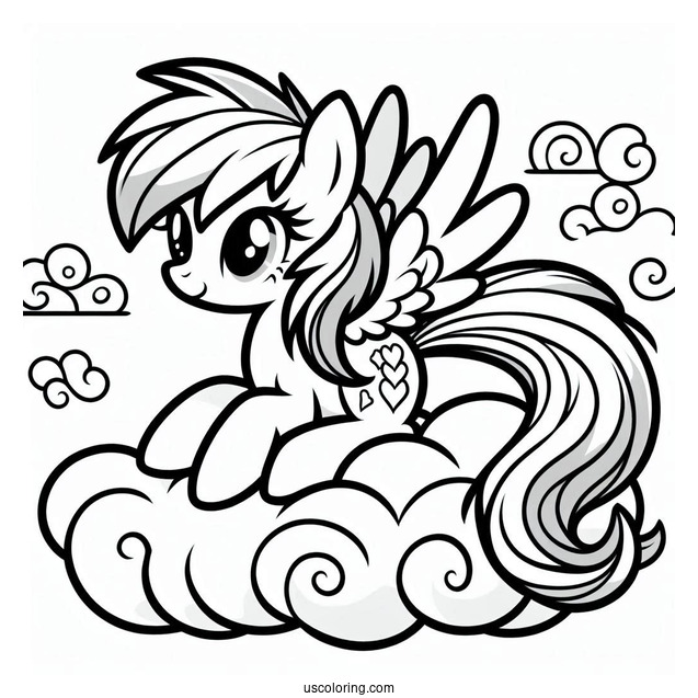 Rainbow Dash With Folded Wings On Cloud