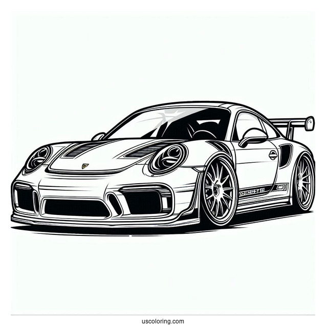 Simple Porsche Coloring Page Outline For Kids