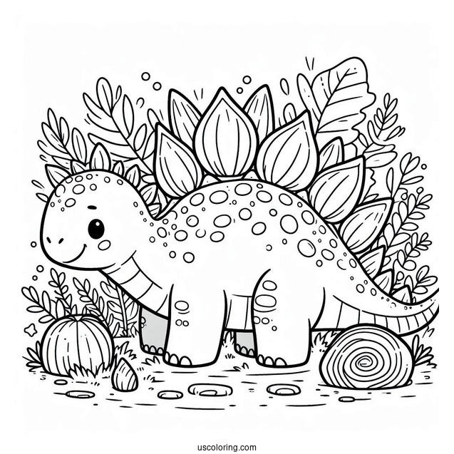 Simple Stegosaurus Coloring Page For Kids