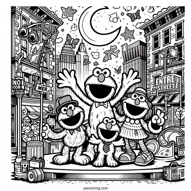 Detailed Sesame Street Poster Coloring In