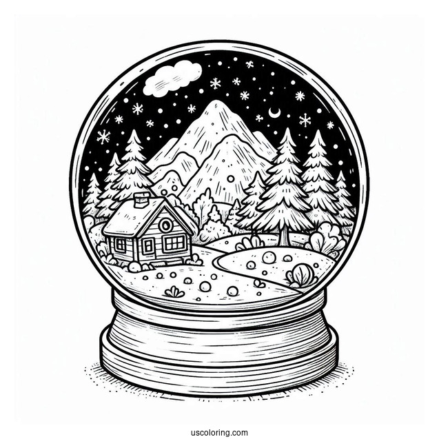 Winter Wonderland Snow Globe Coloring Page For Kids