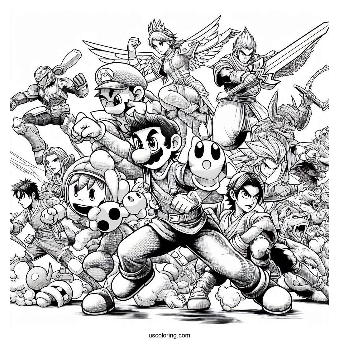 Super Smash Bros Coloring Pages Featured Image