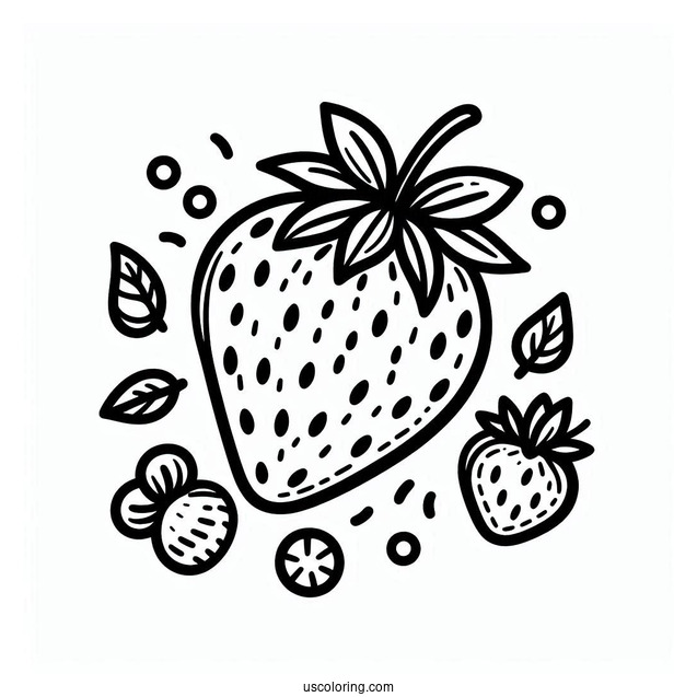 Strawberry With Seeds Coloring Page