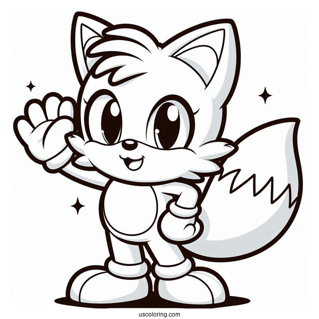 Big the Cat Waving Coloring In