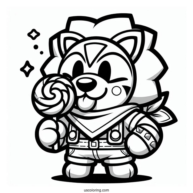 Brawl Stars Coloring Page Of Leon Eating Lollipop