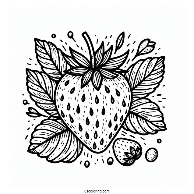 Strawberry With Seeds Coloring Page