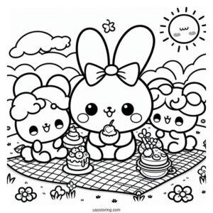 Kawaii Cinnamoroll With Friends Having A Picnic