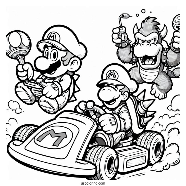 Mario Kart With Bowser And Donkey Kong Racing