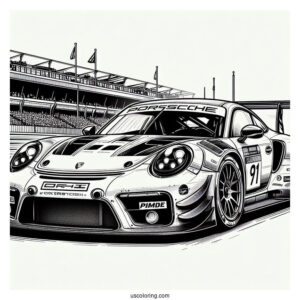 Detailed Porsche Race Car To Color