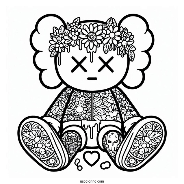 Hippie Dissected KAWS Coloring Page Companion