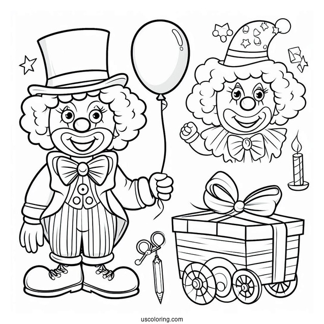 Easy Coloring Page of Clown for Preschoolers