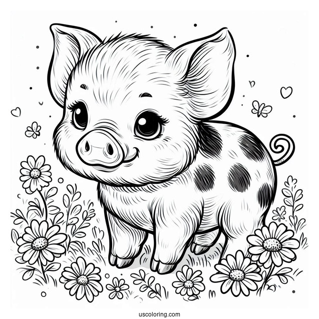 Baby Spotted Piglet In a Field