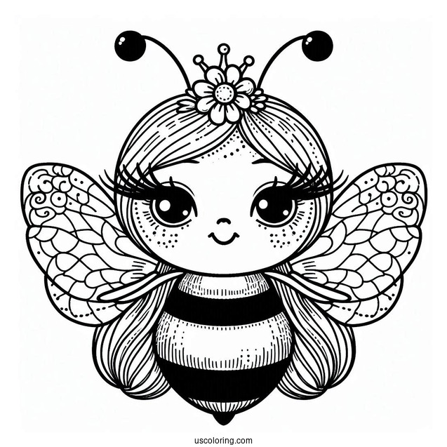 Fabulous Queen Bee Coloring Page With Long Lashes