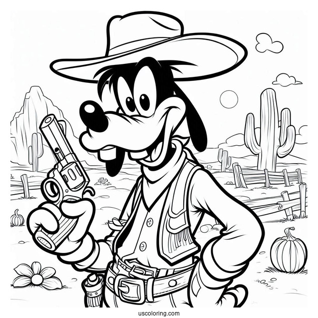 Cowboy Coloring Page Goofy In The Wild West