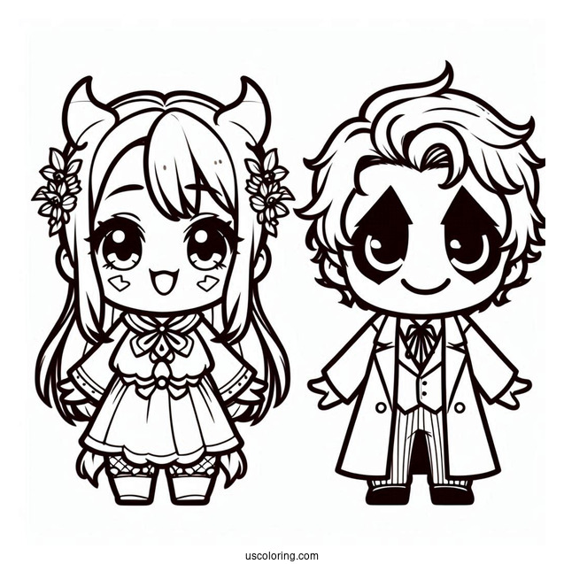 Kawaii Chibi Joker Coloring Sheet For Kids