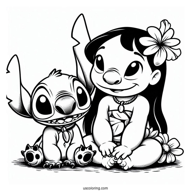 Lilo and Stitch With Reuben Coloring Page