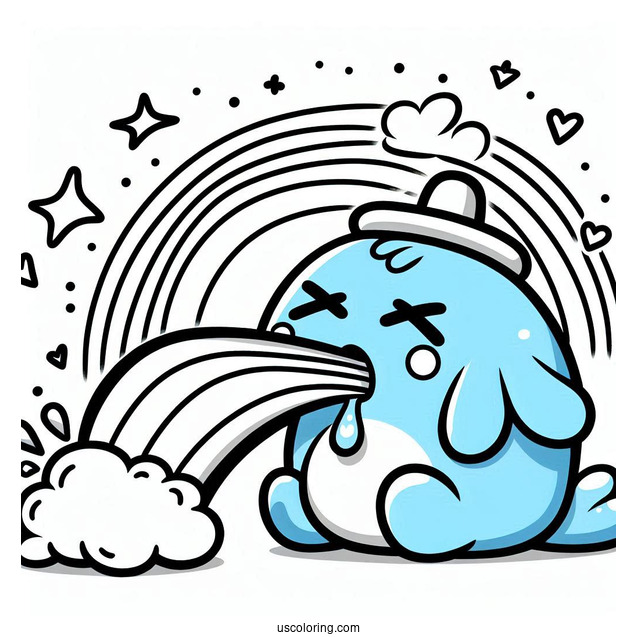 Blue Rainbow Friends Coloring Page Vomiting Rainbow