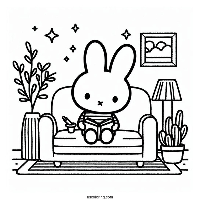 Miffy Coloring Page Of Melanie Sitting On A Couch