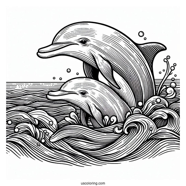 Dolphin Fins Emerging From Ocean