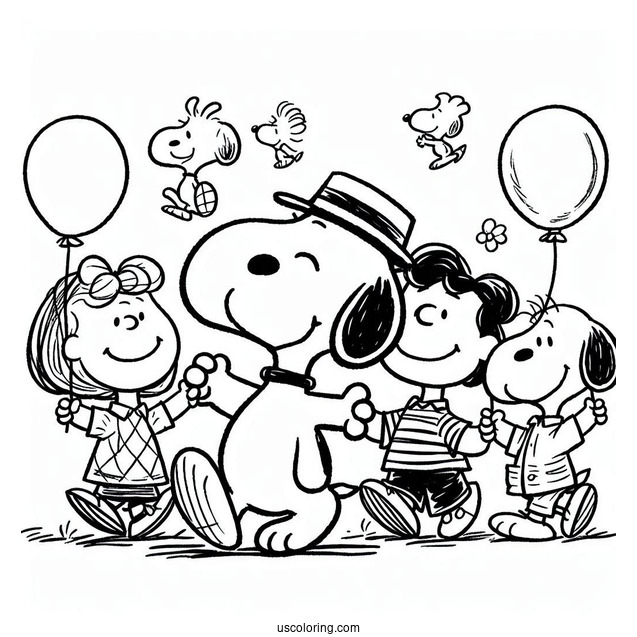 Snoopy And Peanuts Gang To Color