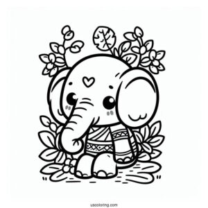 Jungle Book Coloring Page Of Kawaii Hathi Jr. For Preschoolers