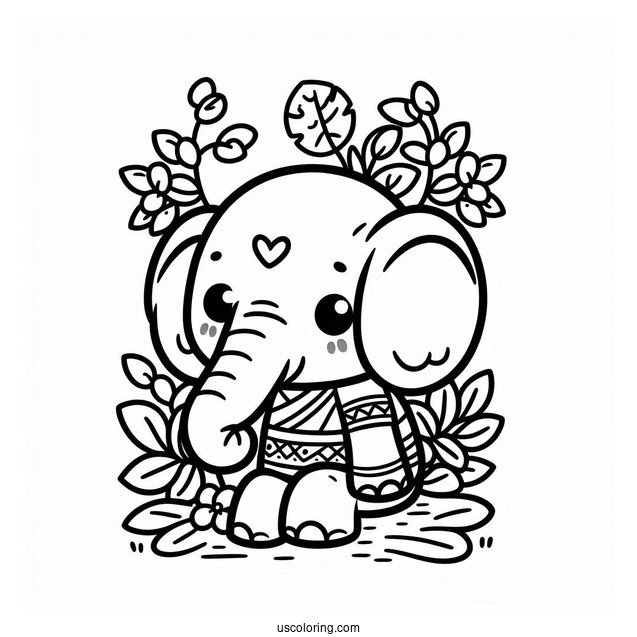 Jungle Book Coloring Page Of Kawaii Hathi Jr. For Preschoolers
