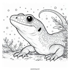 Lizard Coloring Page Looking Up From Ground