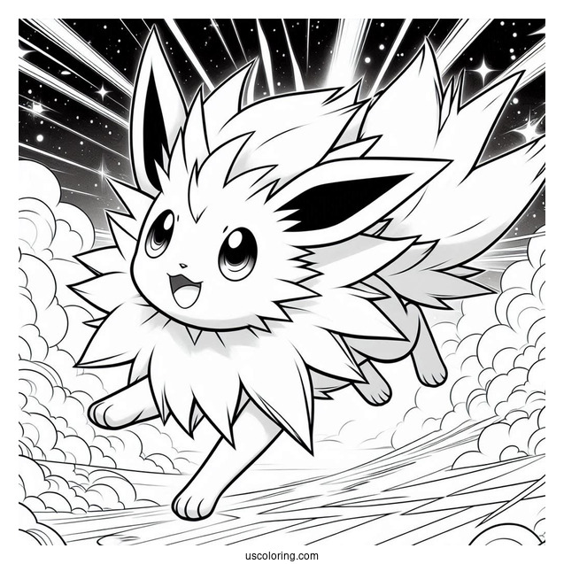 Jolteon Coloring Page Leaping