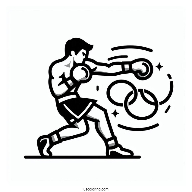 Simple Olympics Coloring Page Boxing For Kids