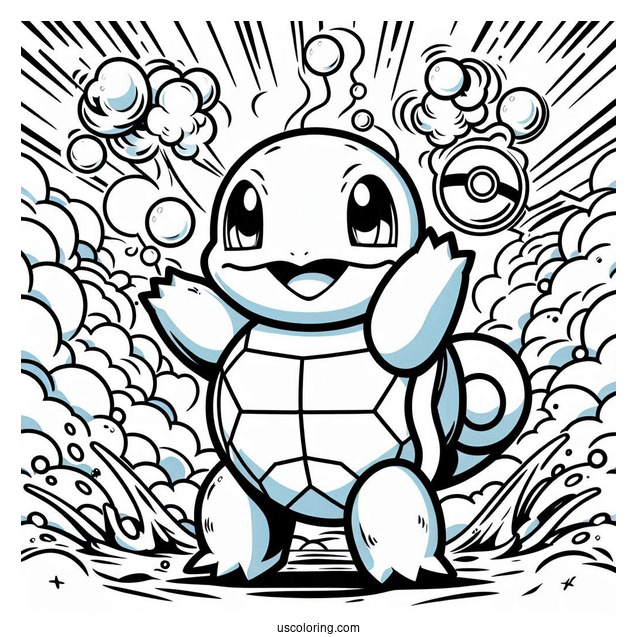 Squirtle Coloring Page Of Bubble Attack Pokemon Card