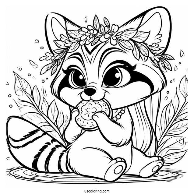 Coloring Sheet Of Meeko Eating Biscuit