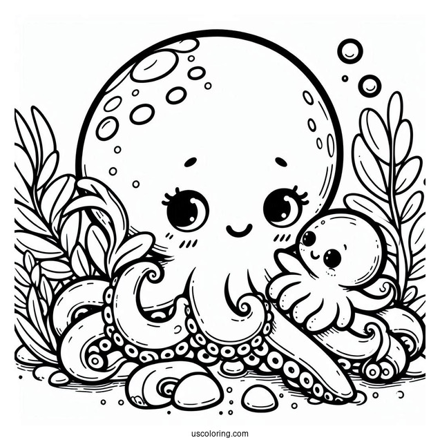 Baby Octopus Coloring Page Waking Mama Octopus