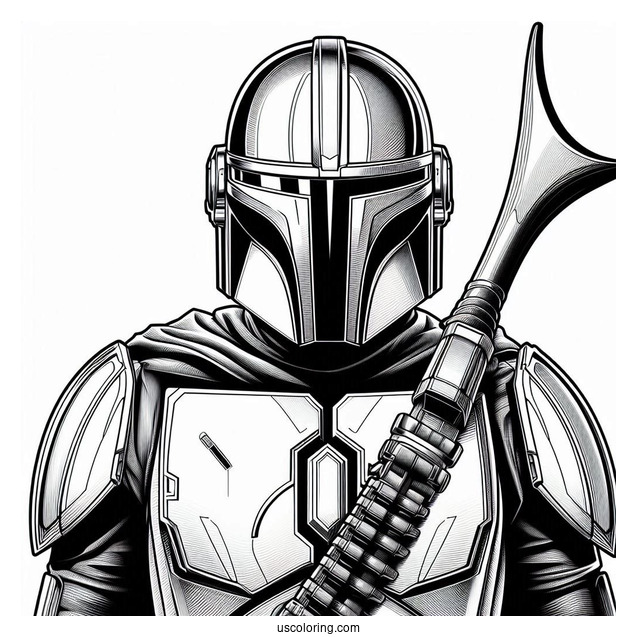 Realistic The Mandalorian Armor Coloring Sheet